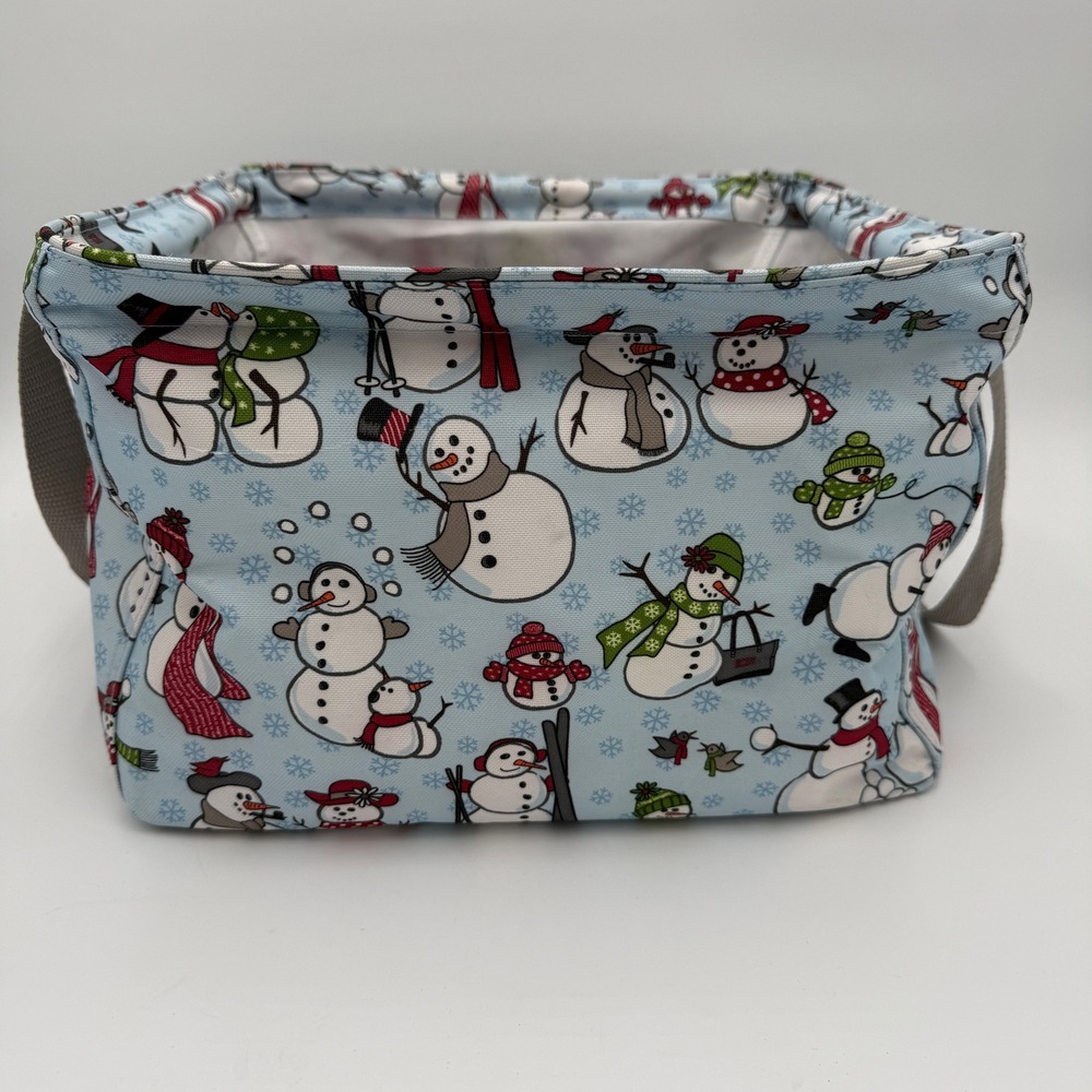 Thirty-One Littles Carry-All Caddy Blue Snowman Winter Holiday Storage Bin Bag